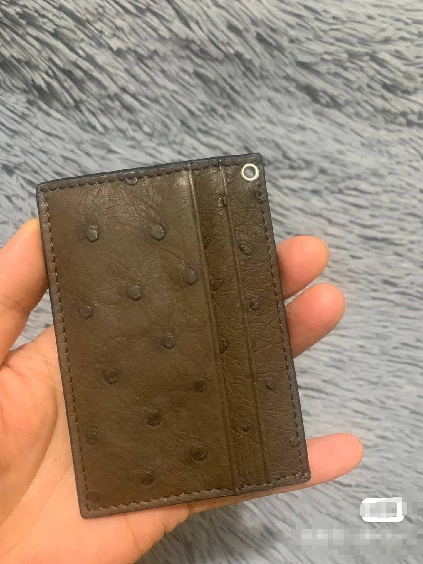 Ostrich Embossed Leather Card Holder for Men – Slim Multi-Slot Wallet