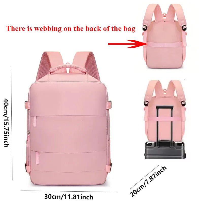 Large Capacity Travel Backpack with Luggage Strap for Women