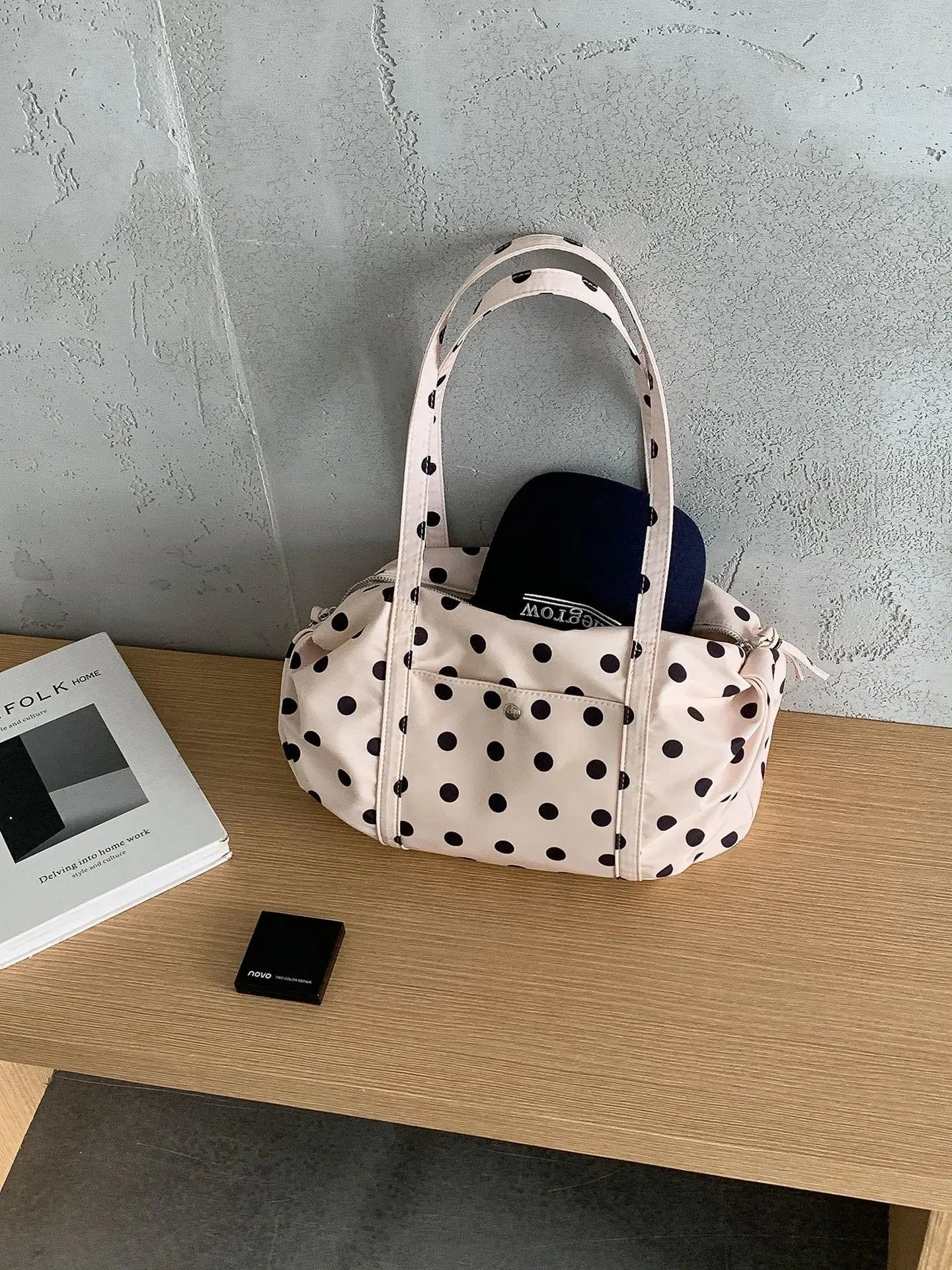 Cute Korean Style Handle Bag Casual Polka Dot Tote