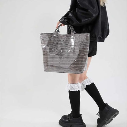 Crocodile Embossed Tote Bag – Large Capacity Luxury Hobo Handbag for Women