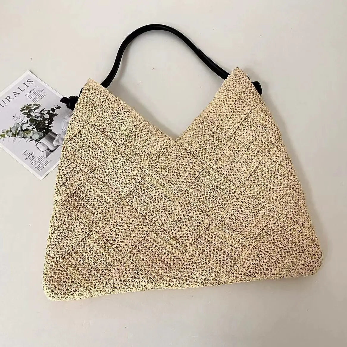 Women S Shoulder Bags Casual Cotton Thread Wicker Woven Ladies Handmade Totes Large Capacity Summer