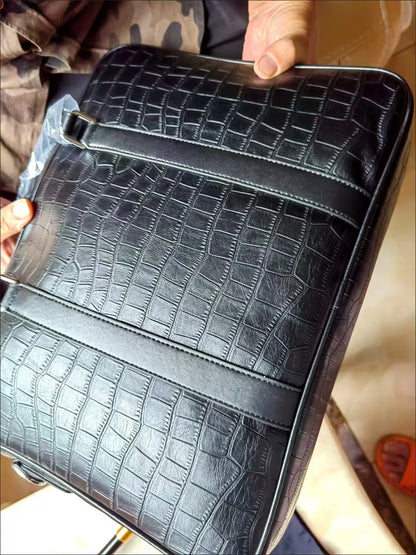 Crocodile Pattern Leather Men's Briefcase – Designer Bag