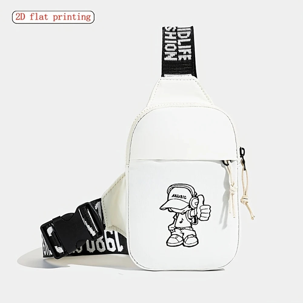 Men's Chest Bag with Music Boy 2D Print – Crossbody Sling Bag