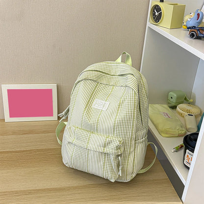 Cute Pastel Stripe Backpack for Teen Girls – Soft School Bag