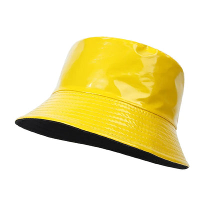 Reversible Faux Leather Bucket Hat for Women – Waterproof PU