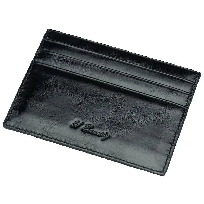 Waxed Cowhide Leather Card Case with ID Window – Ultra Slim