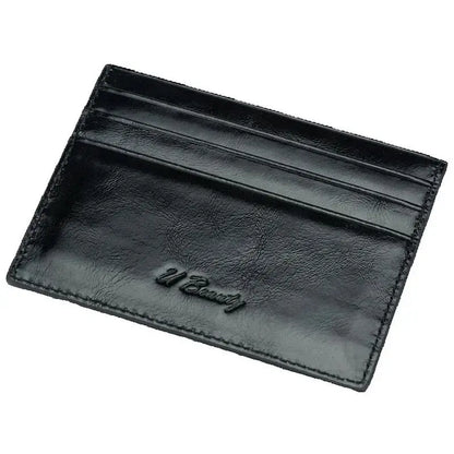 Waxed Cowhide Leather Card Case with ID Window – Ultra Slim