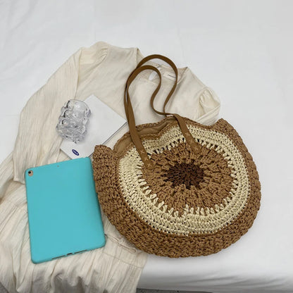 Handmade Straw Woven Tote Bag – Large Capacity Beach Shoulder Bag