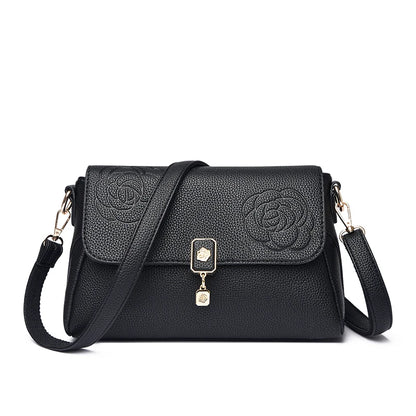 Floral Embossed Leather Crossbody Bag for Women – Shoulder Handbag