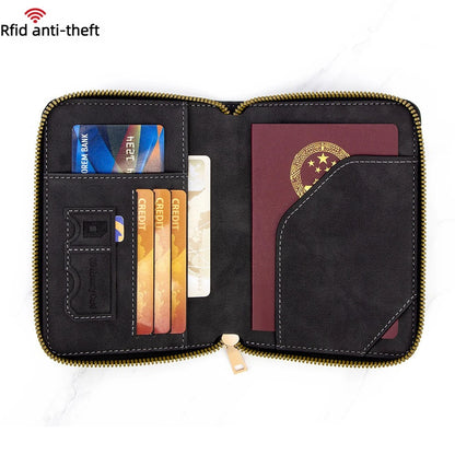 RFID Blocking Passport Wallet with Zipper – Travel Organizer & Card Holder