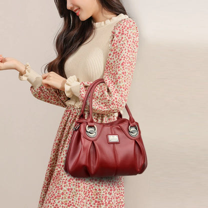 Soft Leather Crossbody Tote Bag – Women's Luxury 3-Layer Handbag