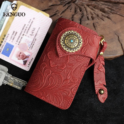Genuine Leather Key Wallet with Card Holder & Key Chain for Men
