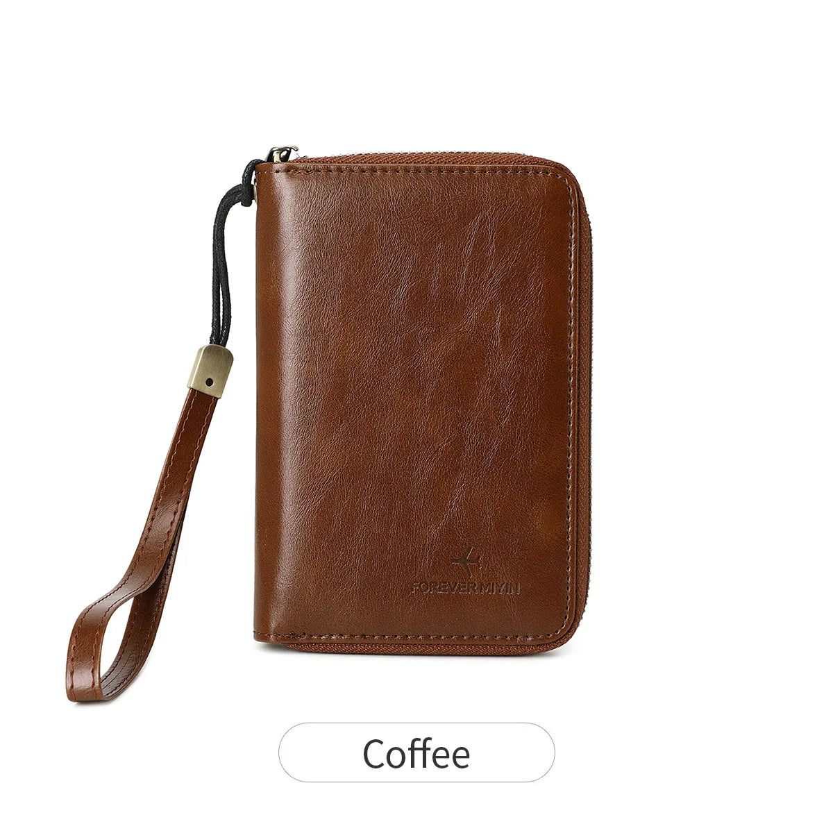 RFID Blocking Passport Wallet – PU Leather Zipper Travel Card Holder with ID Window