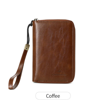 RFID Blocking Passport Wallet – PU Leather Zipper Travel Card Holder with ID Window
