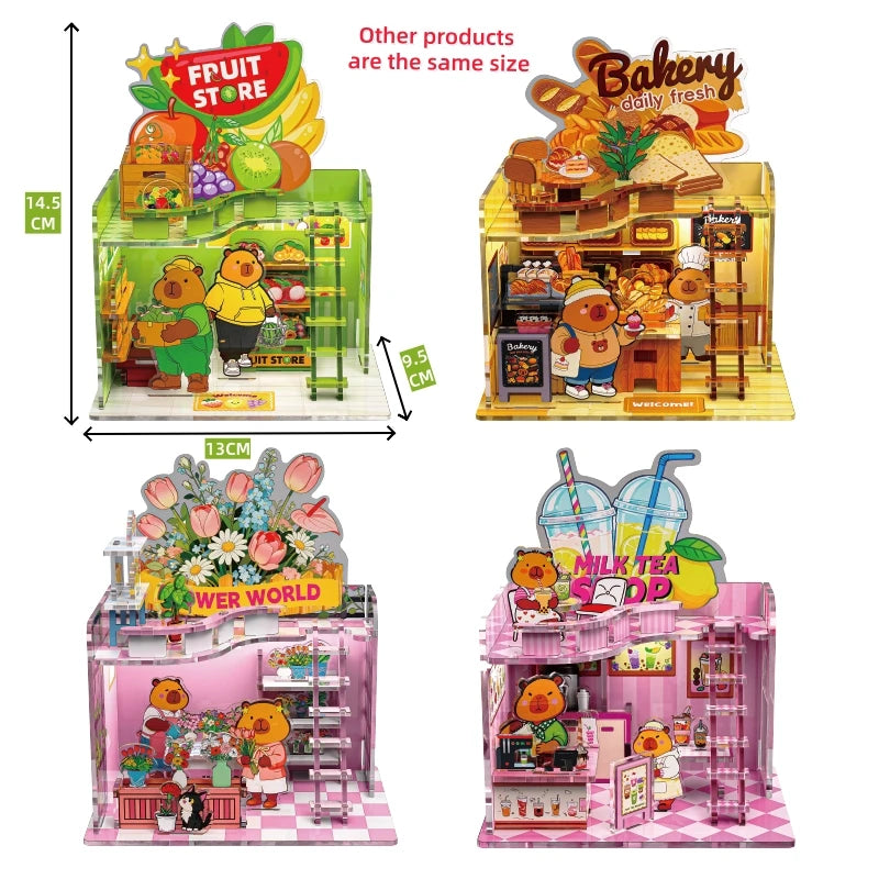 Capybara DIY Building Blocks Kit – Miniature Street Shop with LED Light