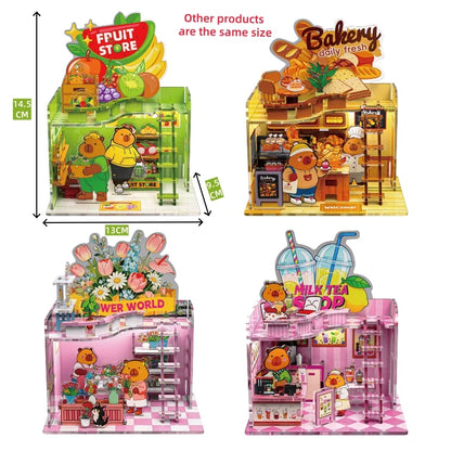Capybara Fruit Shop DIY 3D Miniature Dollhouse Kit with LED Light