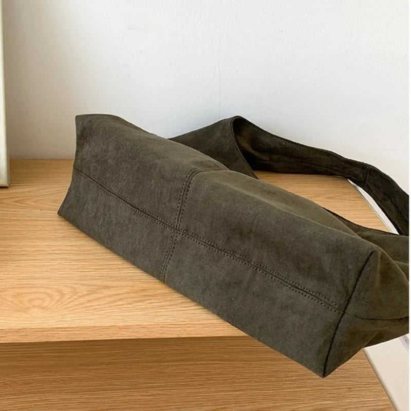 Large Suede Hobo Shoulder Bag Women's Vintage Oversized Tote Shopper