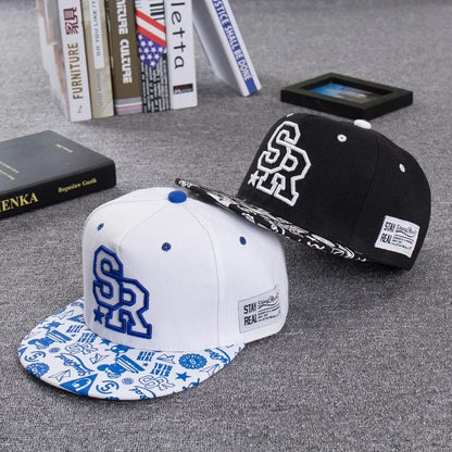 SR Snapback Baseball Cap – Hip Hop Flat Brim Hat for Men & Women