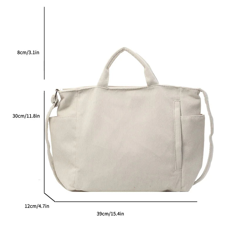 Corduroy Tote Bag for Women – Large Capacity Shoulder & Crossbody