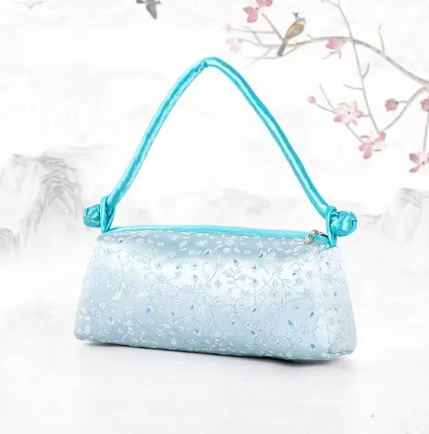 Embroidered Silk Shoulder Bag – Floral Cheongsam Purse