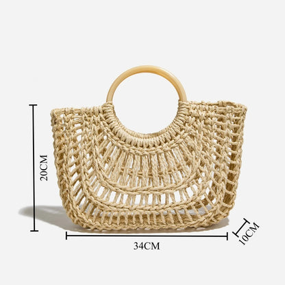 Rattan Woven Straw Bag for Women – Handmade Summer Crossbody Tote