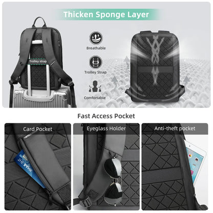 Slim Laptop Backpack Men 15.6" & 17" USB Port Lightweight