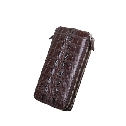 Crocodile Leather Men's Long Clutch Wallet | Zipper Card Holder
