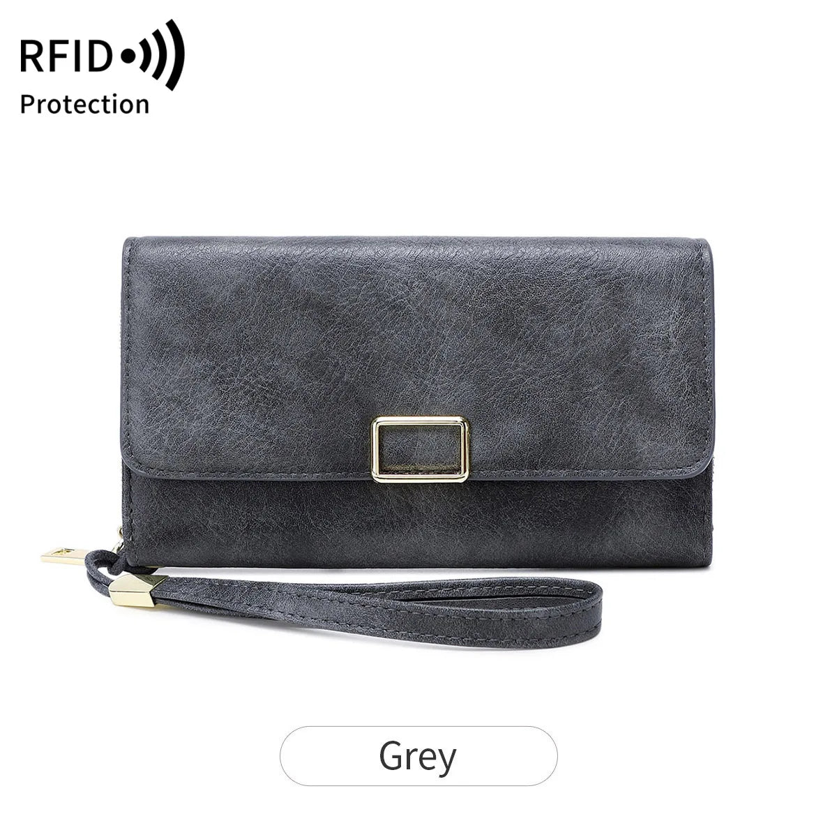 RFID Blocking Trifold Wallet for Women – Vintage Multifunction Long Cardholder