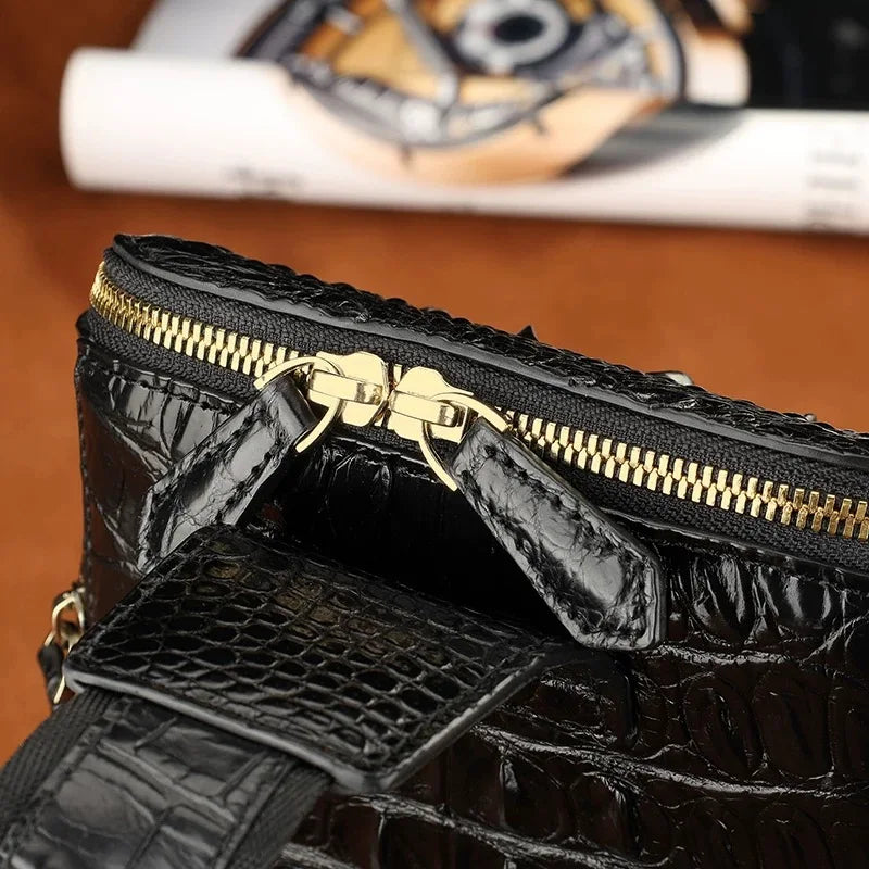 Crocodile Leather Men's Chest Bag | Luxury Shoulder Sling