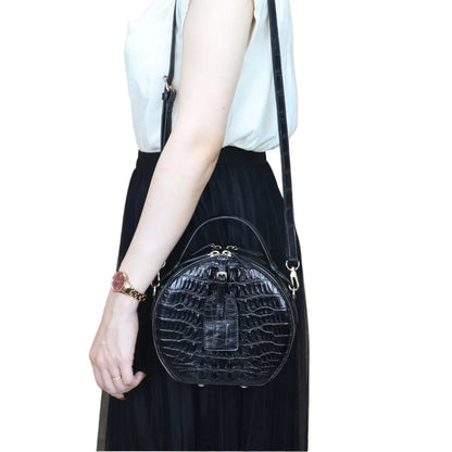 Crocodile Leather Small Round Bag – Women's Crossbody Handbag
