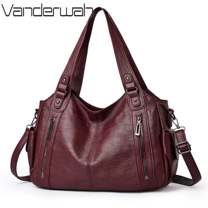 Large Capacity Leather Tote Crossbody Bag for Women
