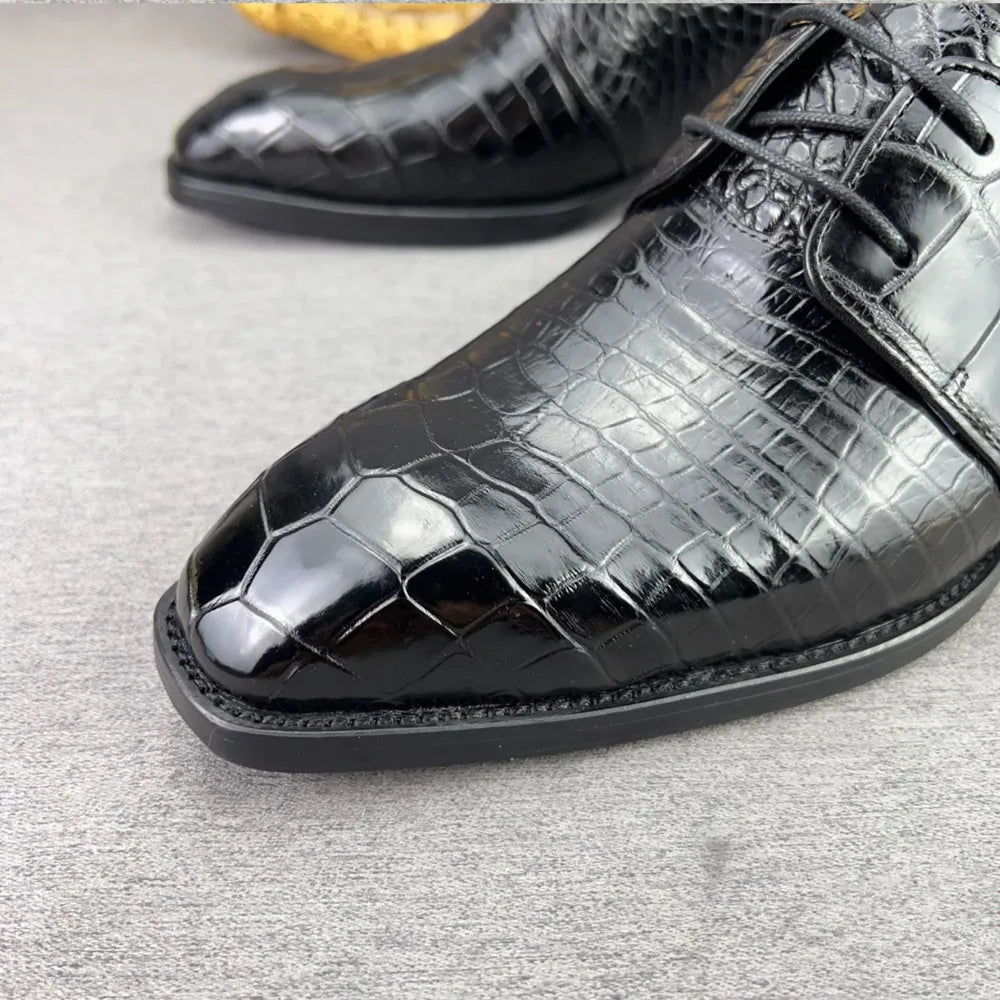 Crocodile Leather Oxford Dress Shoes for Men – Square Toe