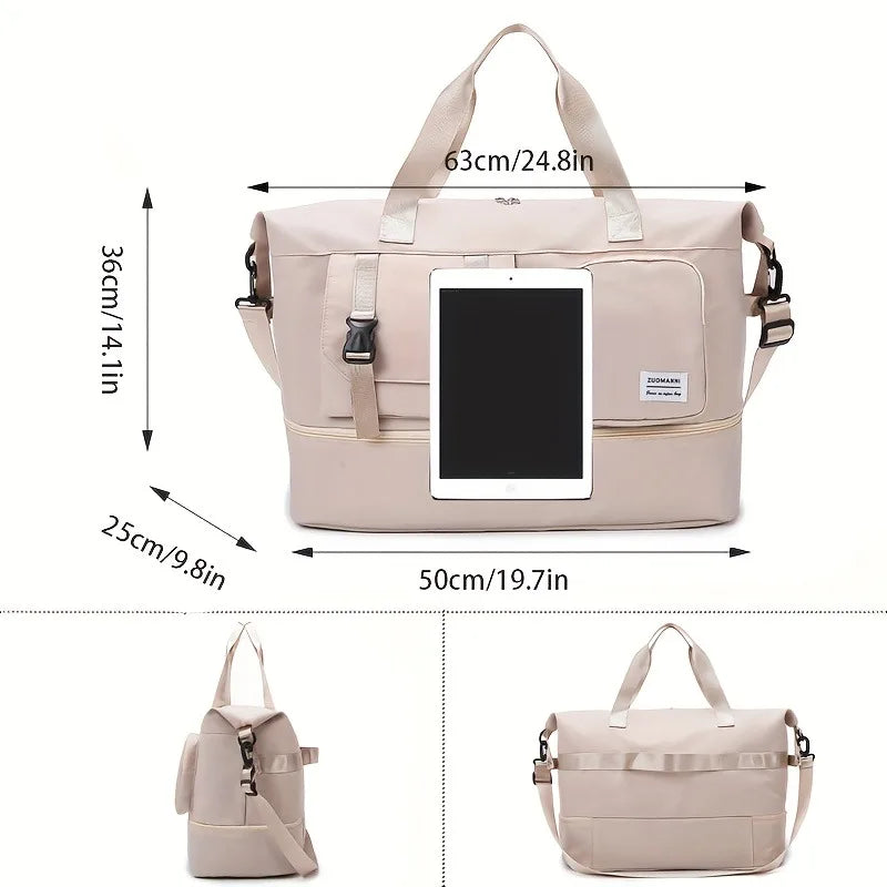 Weekender Duffle Bag Large Capacity with Shoe Compartment for Women