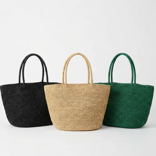 Raffia Straw Beach Tote Bag – Large Woven Shoulder Bag for Summer
