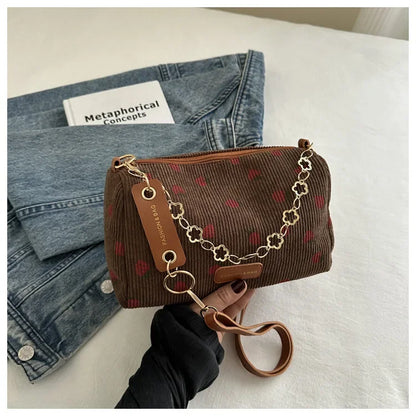 Corduroy Small Fresh Strawberry Crossbody Bag Chain Niche Pillow Casual Versatile Commuter Underarm