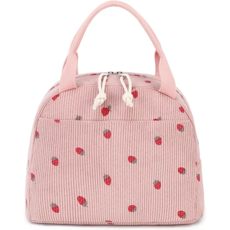 Corduroy Lunch Bag Thermal Insulation Box Storage Handbag Multifunctional Kid School Cooler Picnic