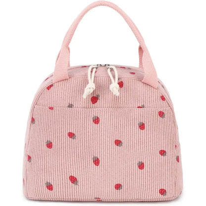 Corduroy Lunch Bag Thermal Insulation Box Storage Handbag Multifunctional Kid School Cooler Picnic