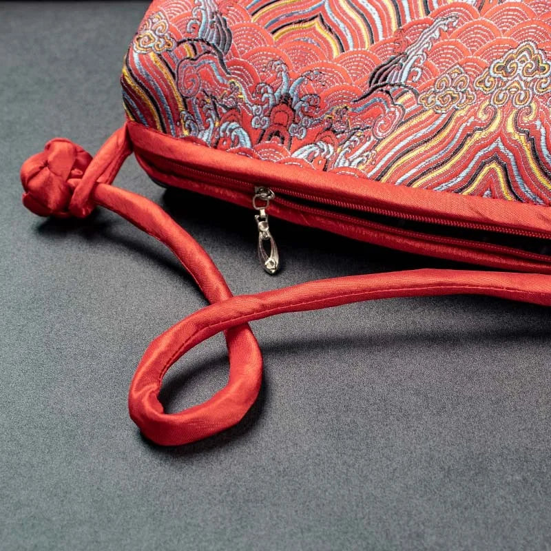 Silk Embroidered Shoulder Bag – Floral Satin Handbag