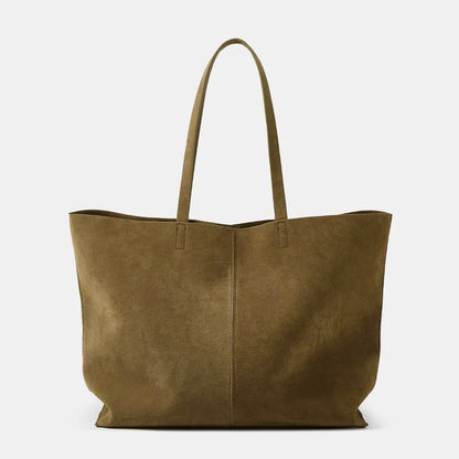 Vintage Leather Tote Bag – Large Capacity Shoulder Handbag for Women