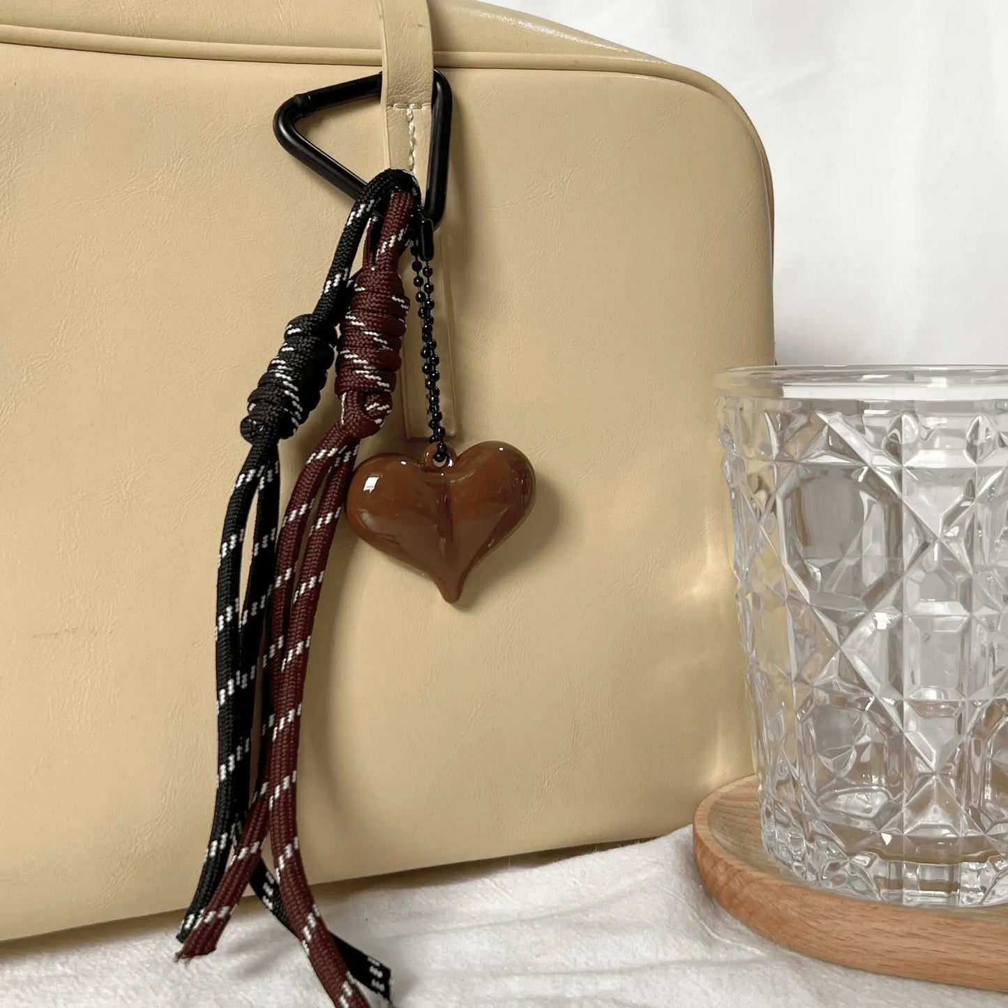 Y2K Heart Charm Keychain – Rope Tassel Bag Pendant & Phone Lanyard
