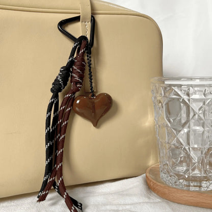 Y2K Heart Charm Keychain – Rope Tassel Bag Pendant & Phone Lanyard