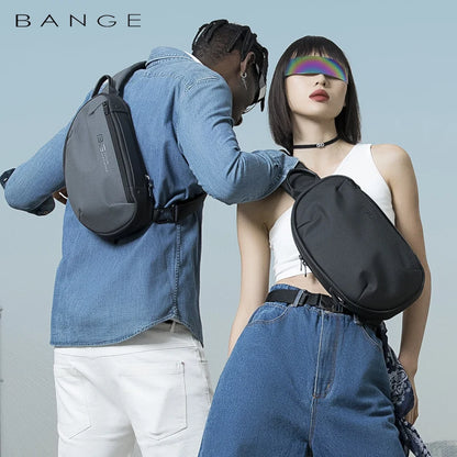 Waterproof Sling Chest Bag for Men with USB Charging Port