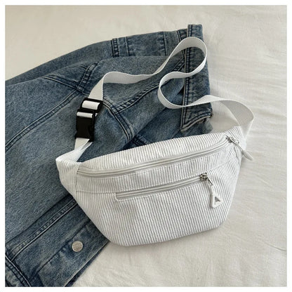 Corduroy Fanny Pack – Retro Crossbody Chest Waist Bag for Women