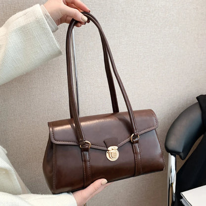 Retro PU Leather Shoulder Bag – Women's Vintage Underarm Tote