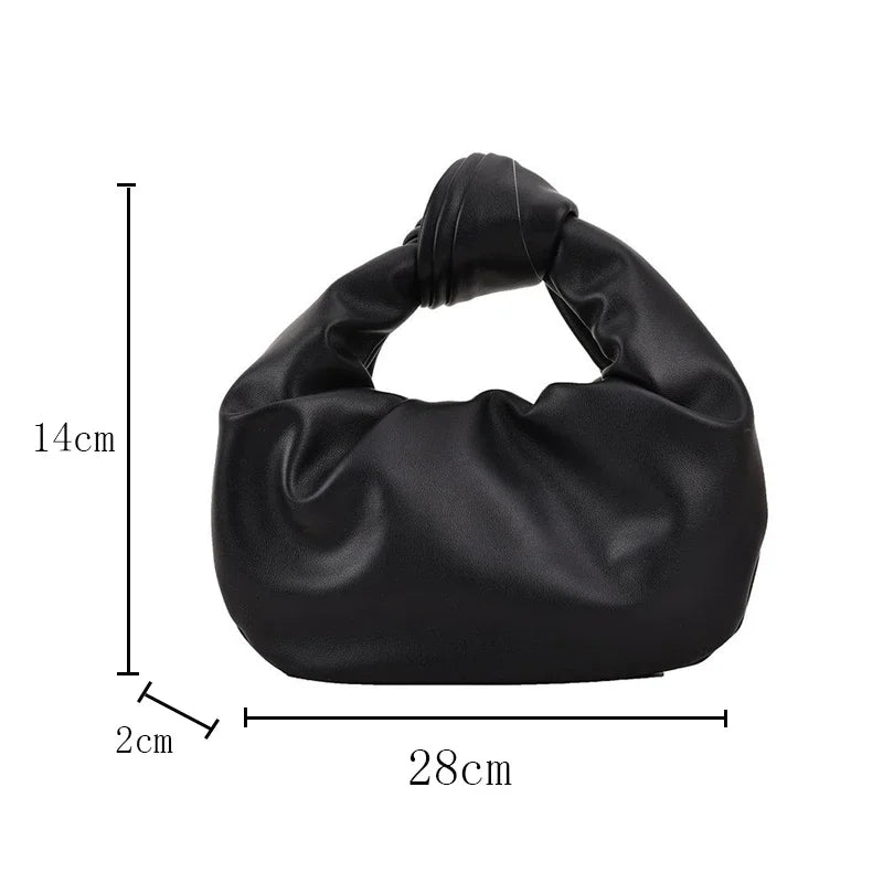 Ruched PU Leather Shoulder Bag – Women's Small Crossbody Clutch