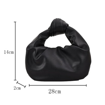 Ruched PU Leather Shoulder Bag – Women's Small Crossbody Clutch