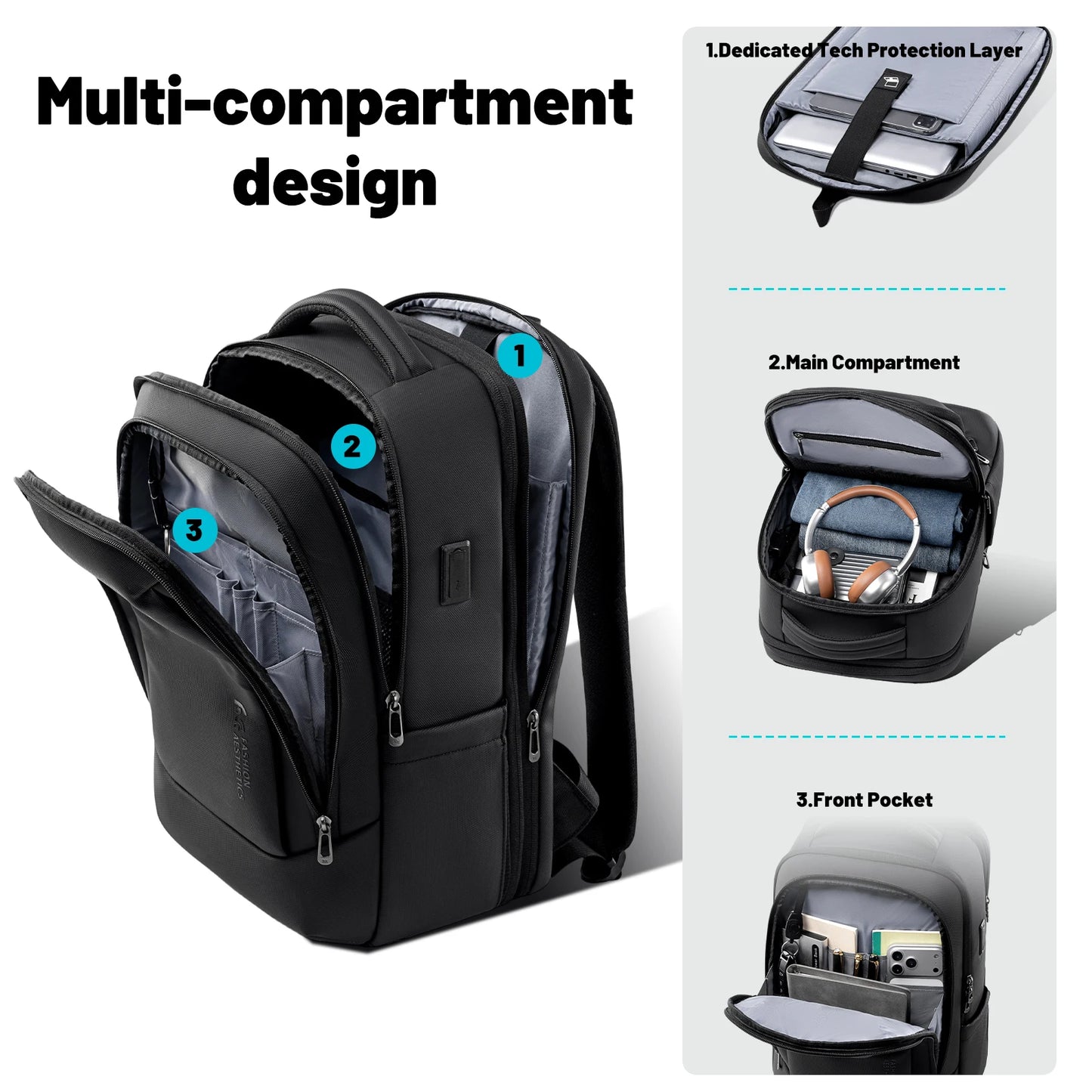 Business Laptop Backpack with USB Port – 17 Inch, Waterproof, Large Capacity