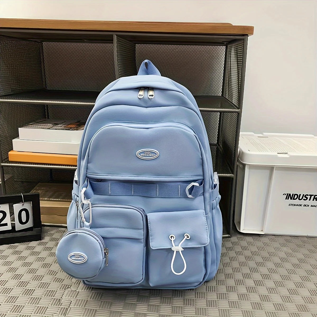 Large Capacity School Backpack with Mini Coin Pouch