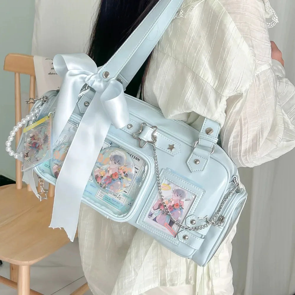 Transparent Ita Bag – Y2K Harajuku Star Chain Crossbody Shoulder Bag