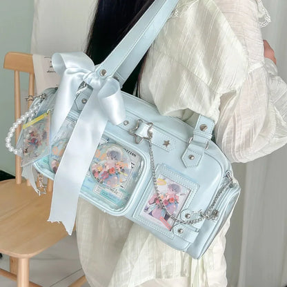 Transparent Ita Bag – Y2K Harajuku Star Chain Crossbody Shoulder Bag